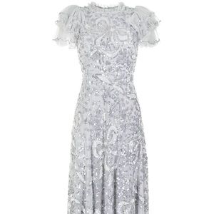 Needle & Thread Silver Sequin Embellished Gown